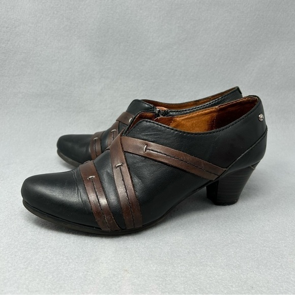 Pikolinos Lillie Black Brown Leather Pumps/Ankle Booties Women’s EU 38/US 7.5-8 - Picture 1 of 12
